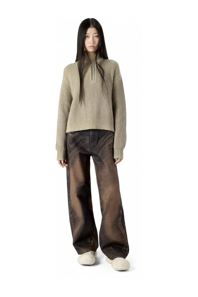 DISTORTED PRINT LOOSE JEANS DISTORTED PRINT LOOSE JEANS <br/>BROWN-BLACK