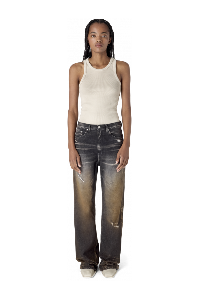 WASHED FLARED JEANS NEGRE