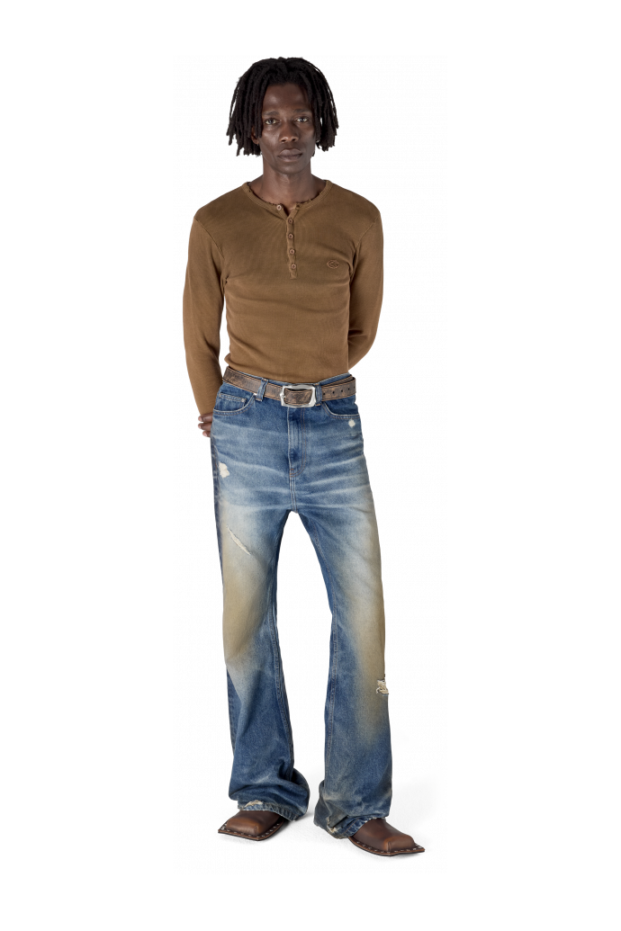 WASHED FLARED JEANS BLAU