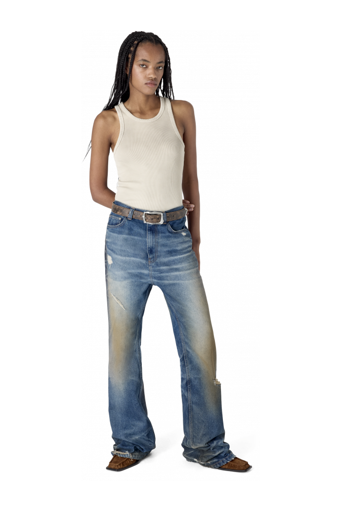 WASHED FLARED JEANS BLAU