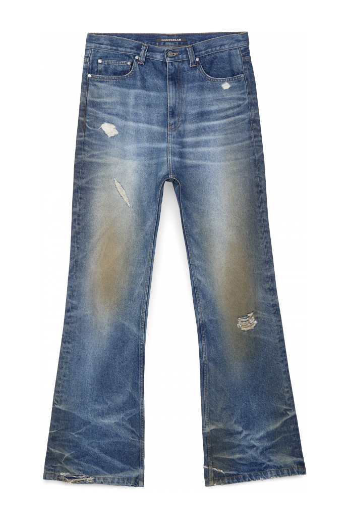 WASHED FLARED JEANS BLAU