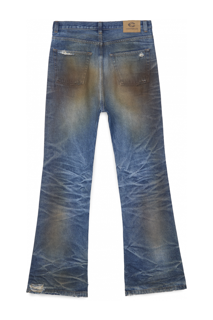 WASHED FLARED JEANS BLAU