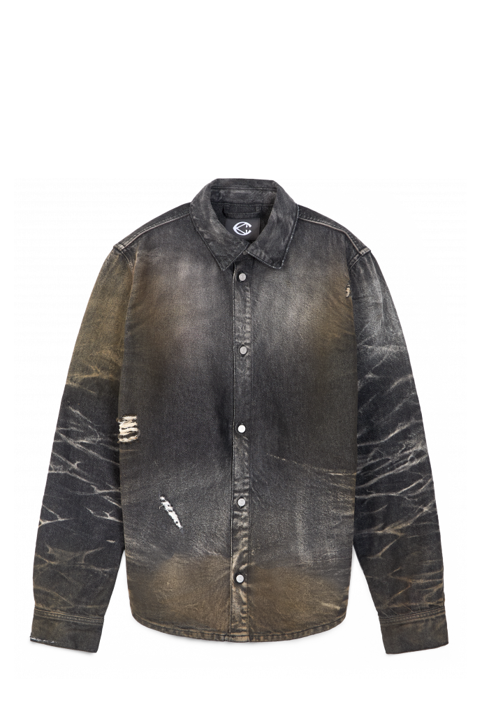 WASHED DENIM SHIRT SCHWARZ