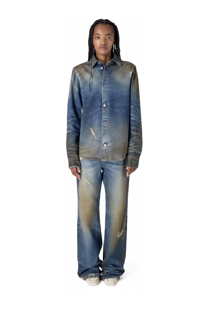 WASHED DENIM SHIRT BLAU