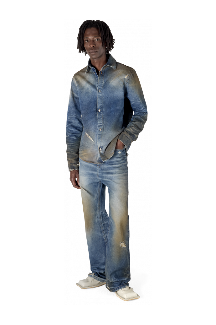 WASHED DENIM SHIRT BLAU