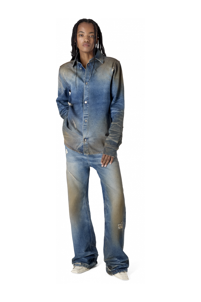 WASHED DENIM SHIRT BLAU