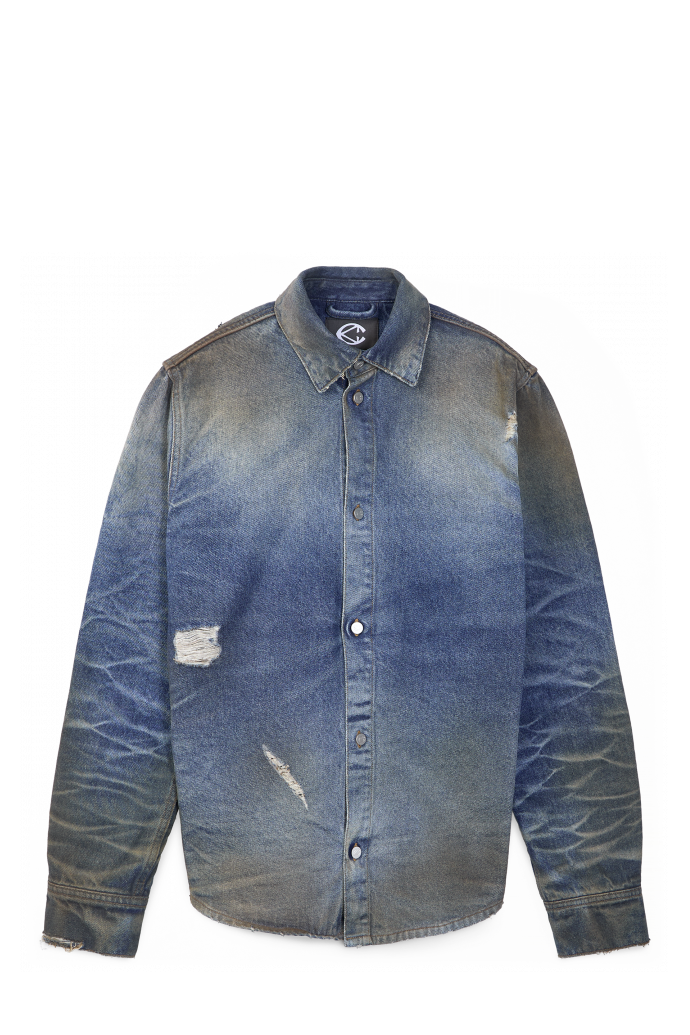 WASHED DENIM SHIRT BLAU