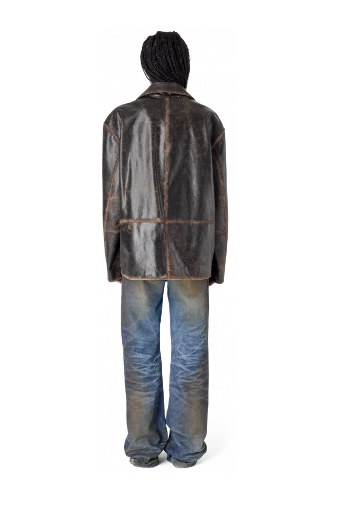 LEATHER BOXY JACKET BLACK-SAND