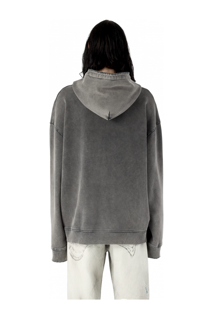OVERSIZED WASHED ZIP HOODIE BLACK