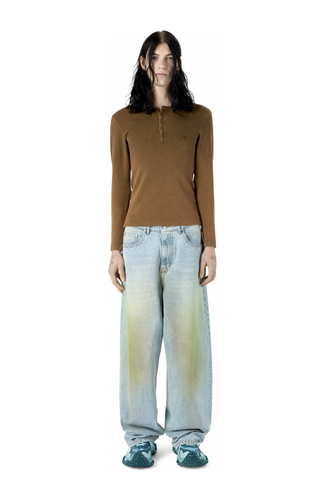 RIBBED LONG SLEEVE TOP BROWN