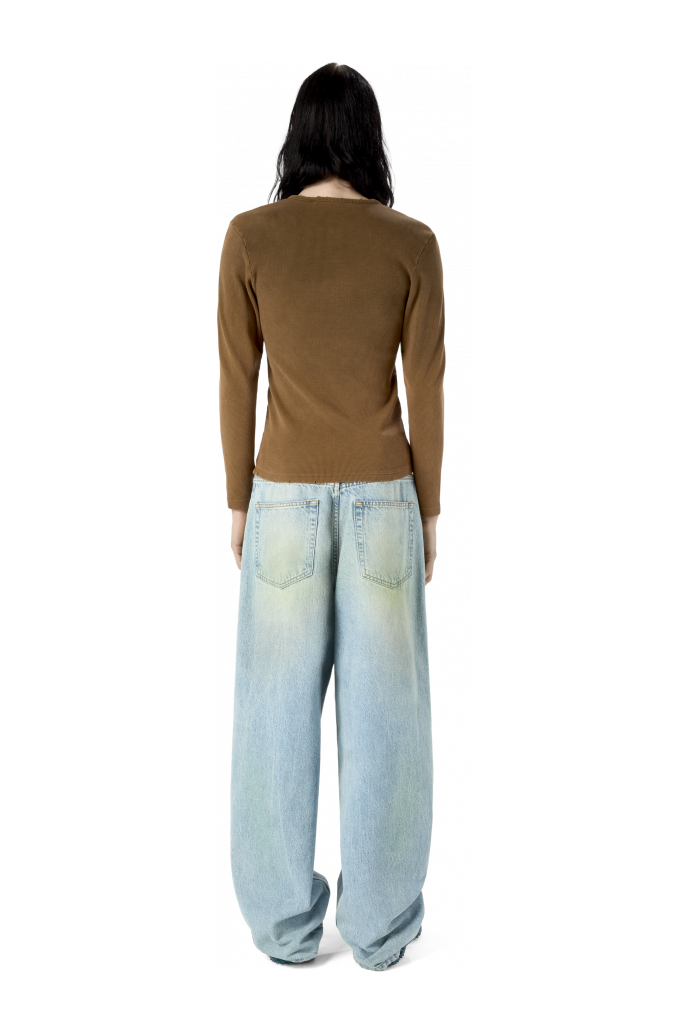 RIBBED LONG SLEEVE TOP BROWN