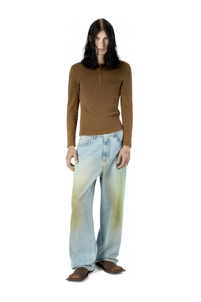 RIBBED LONG SLEEVE TOP BROWN
