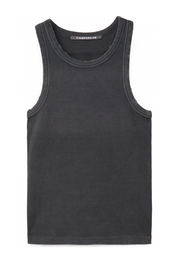 RIBBED TANK TOP ΜΑΥΡΟ