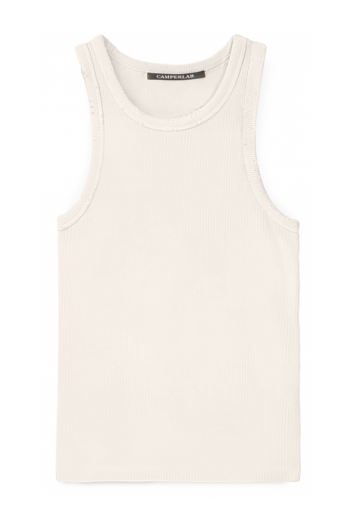 Side view of RIBBED TANK TOP OFF WHITE