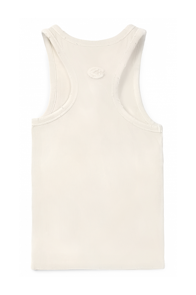 Back view of RIBBED TANK TOP OFF WHITE