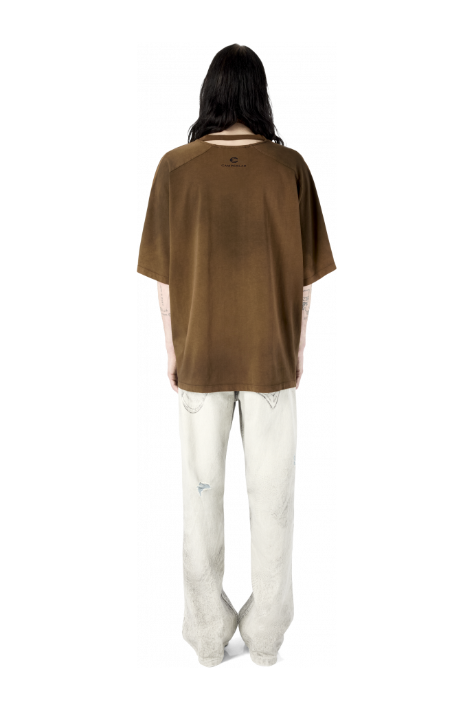 OVERSIZED RAGLAN SHORT SLEEVE TEE BROWN
