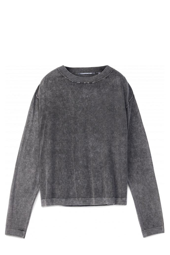 Side view of LIGHT KNIT CREWNECK BLACK