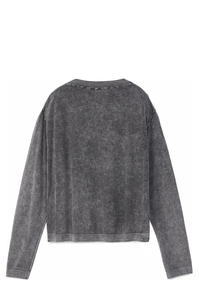 Back view of LIGHT KNIT CREWNECK BLACK