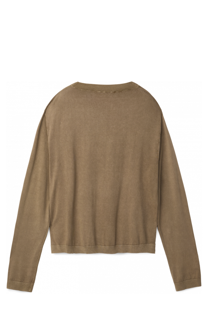 Side view of LIGHT KNIT CREWNECK BROWN