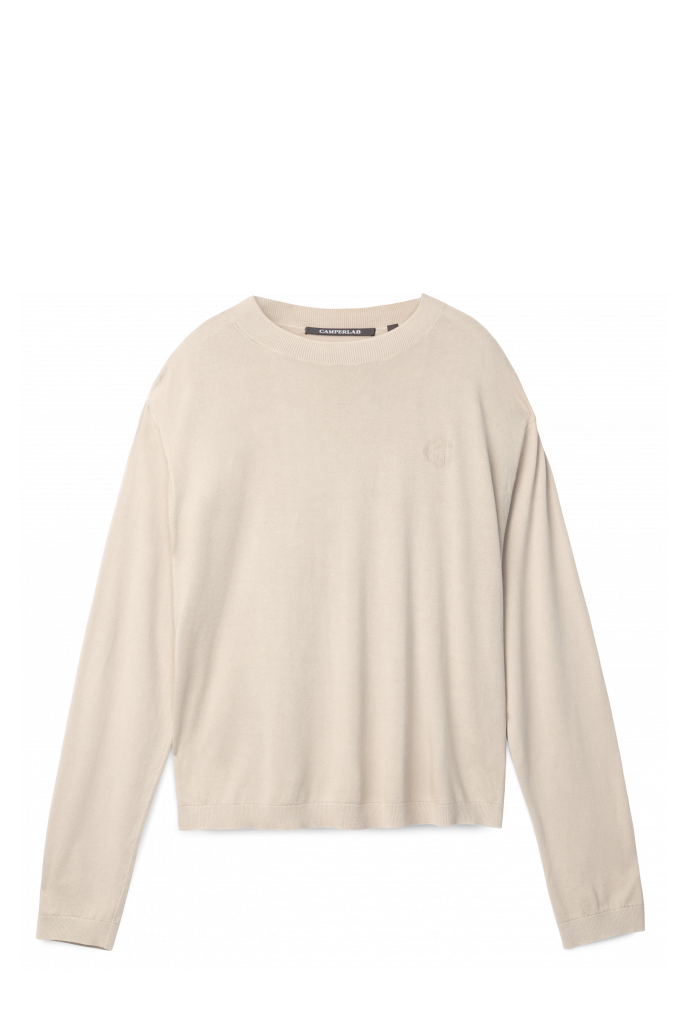 Side view of LIGHT KNIT CREWNECK LIGHT GREY
