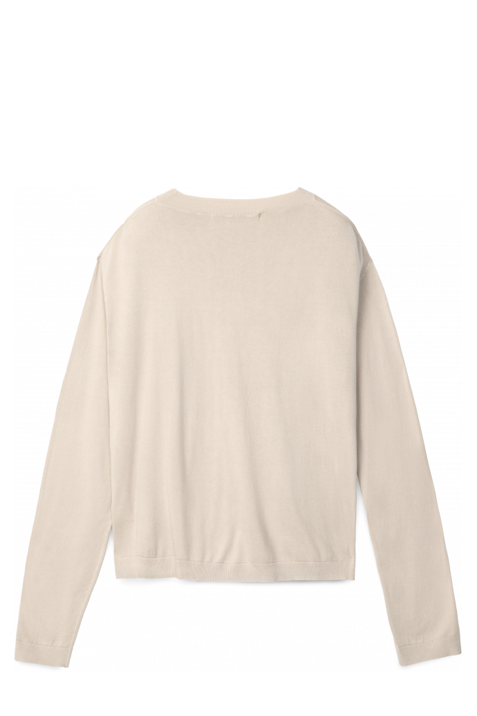 Back view of LIGHT KNIT CREWNECK LIGHT GREY