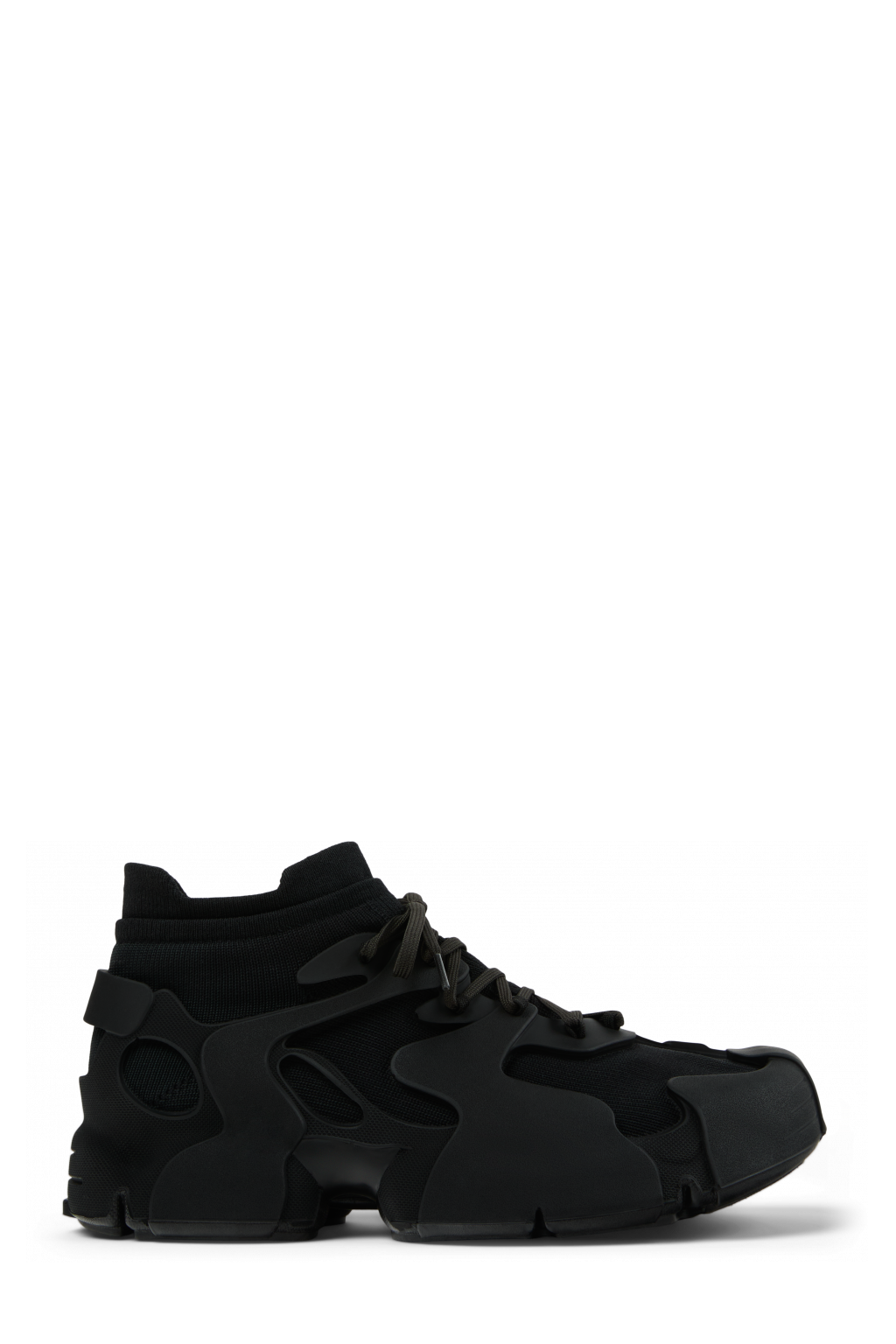 Side view of TOSSU Black Caged Sneakers