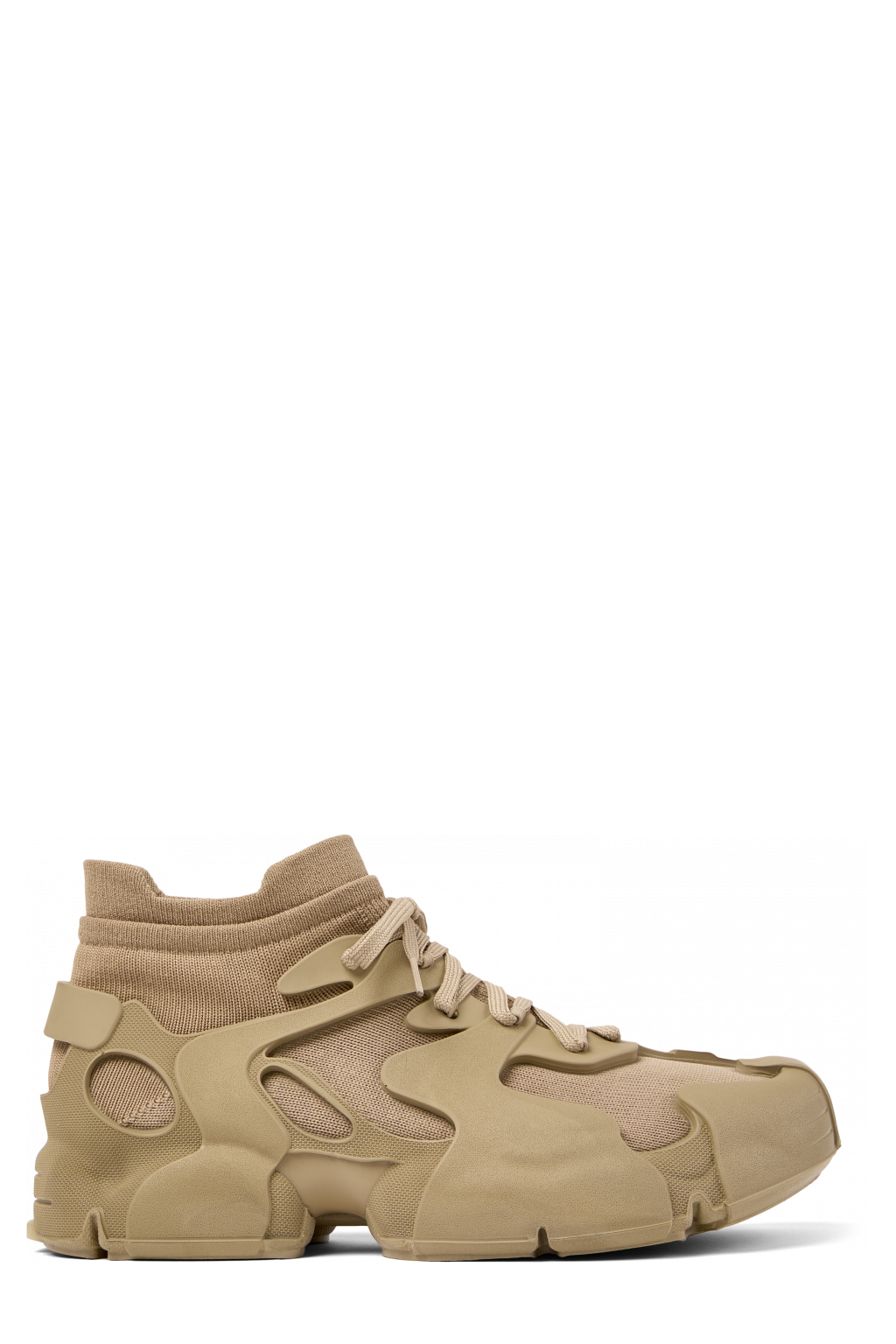 Side view of Tossu Beige Caged Sneakers