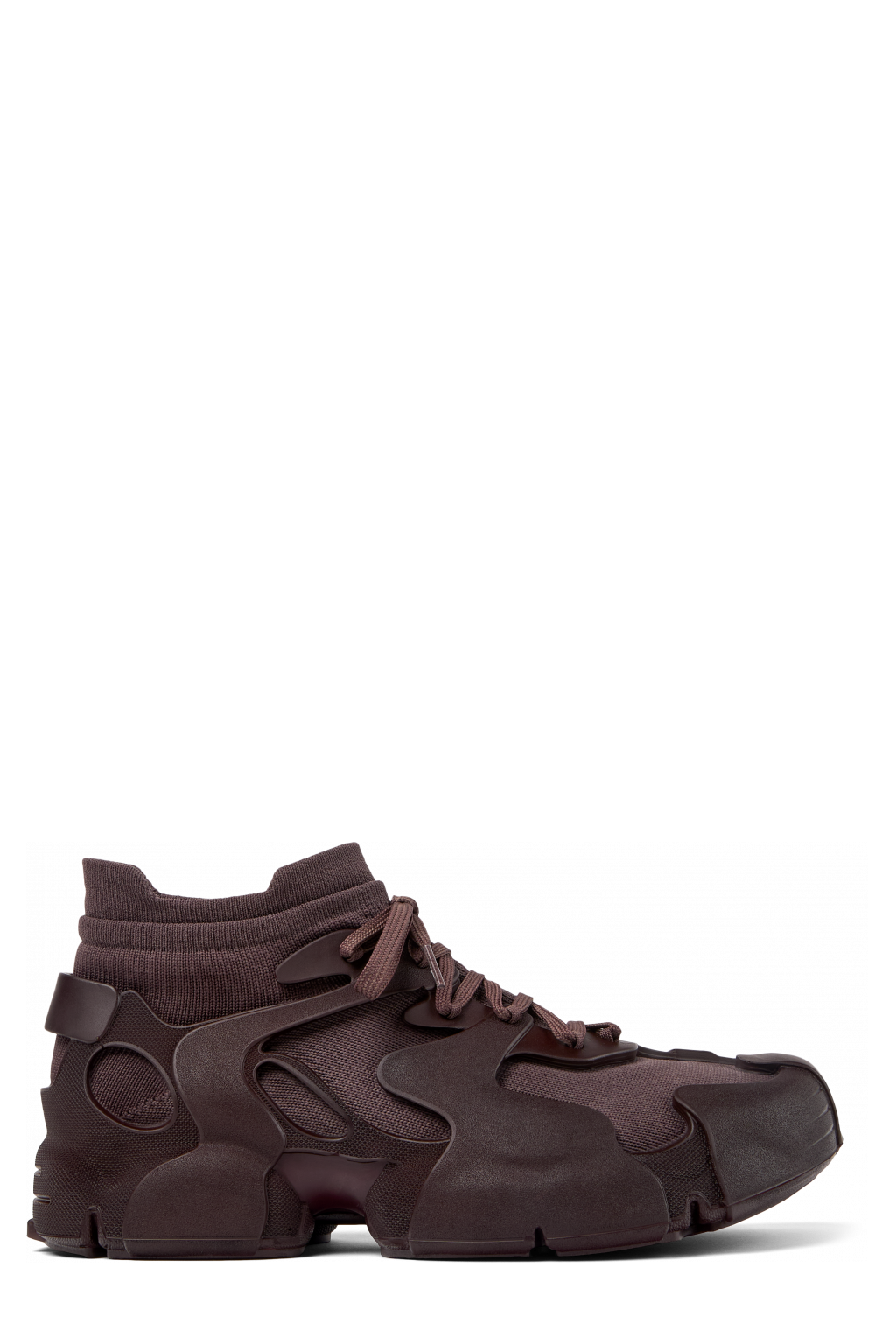 Side view of Tossu Burgundy Caged Sneakers