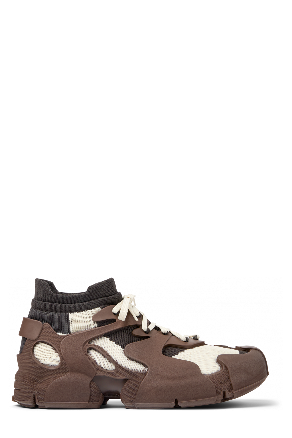 Side view of Tossu White-Gray Caged Sneakers