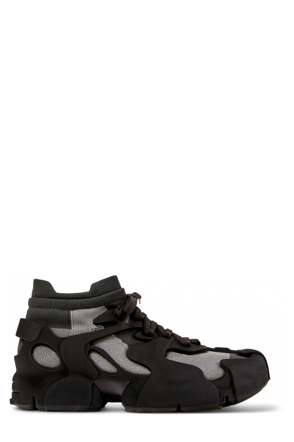 Side view of Tossu Gray Caged Sneakers
