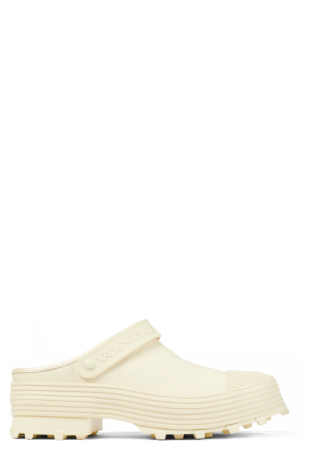 Side view of Traktori White Leather Clog
