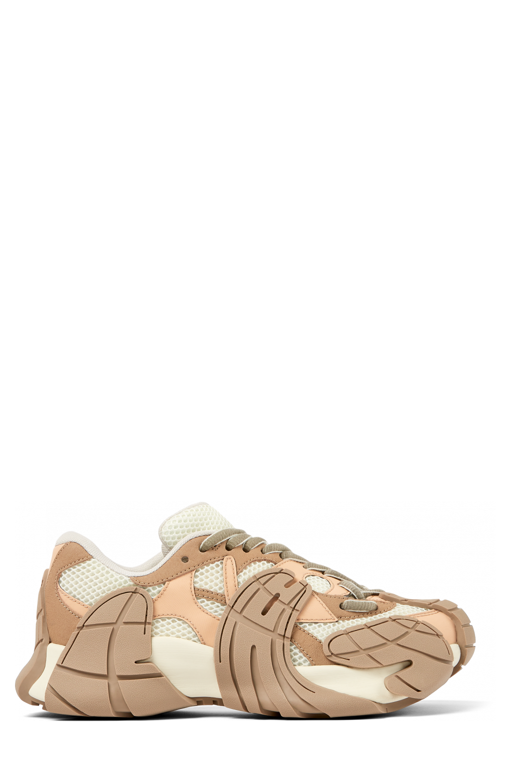 Side view of Tormenta Beige and white sneakers