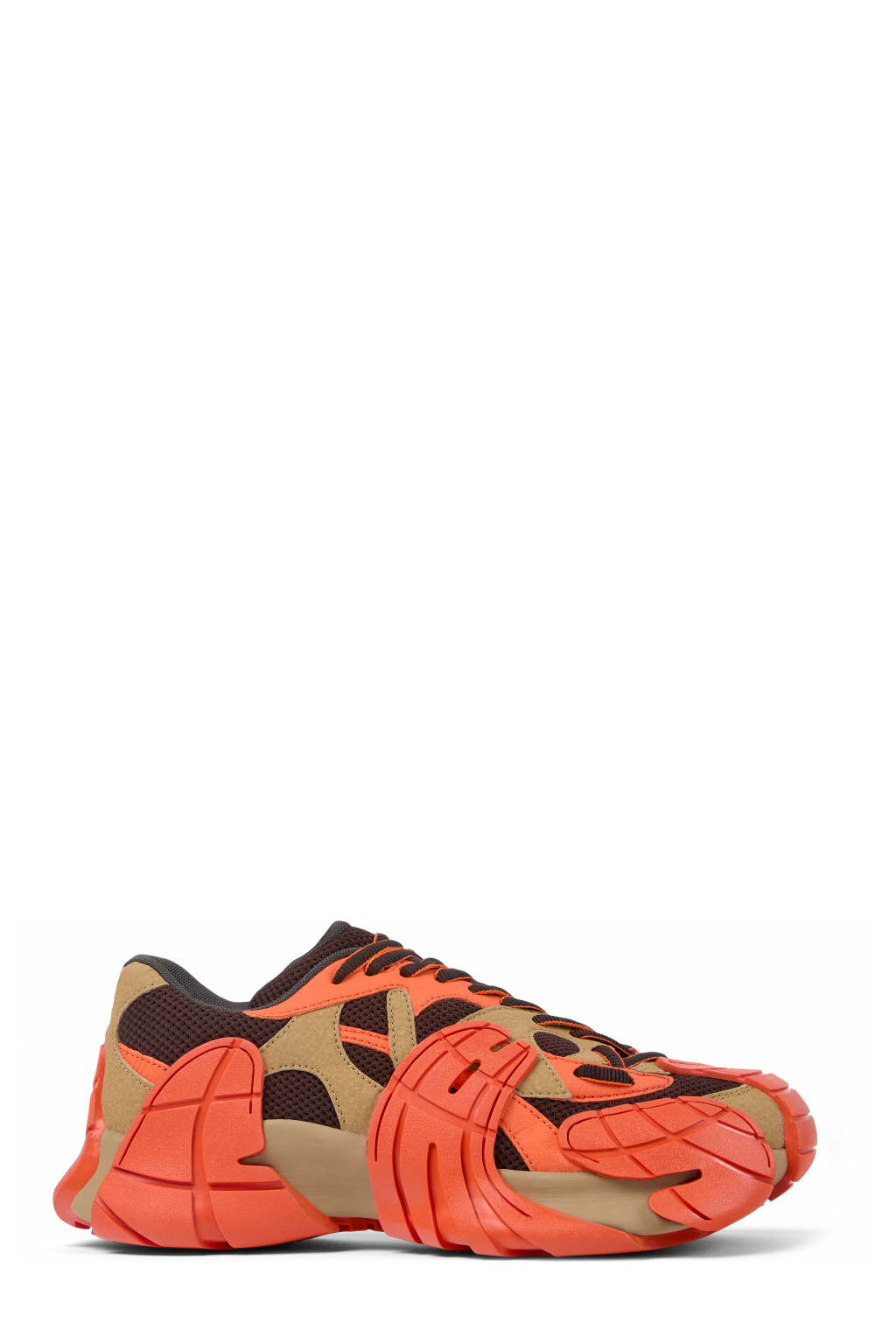 Side view of Tormenta Orange and Brown Textile Sneakers
