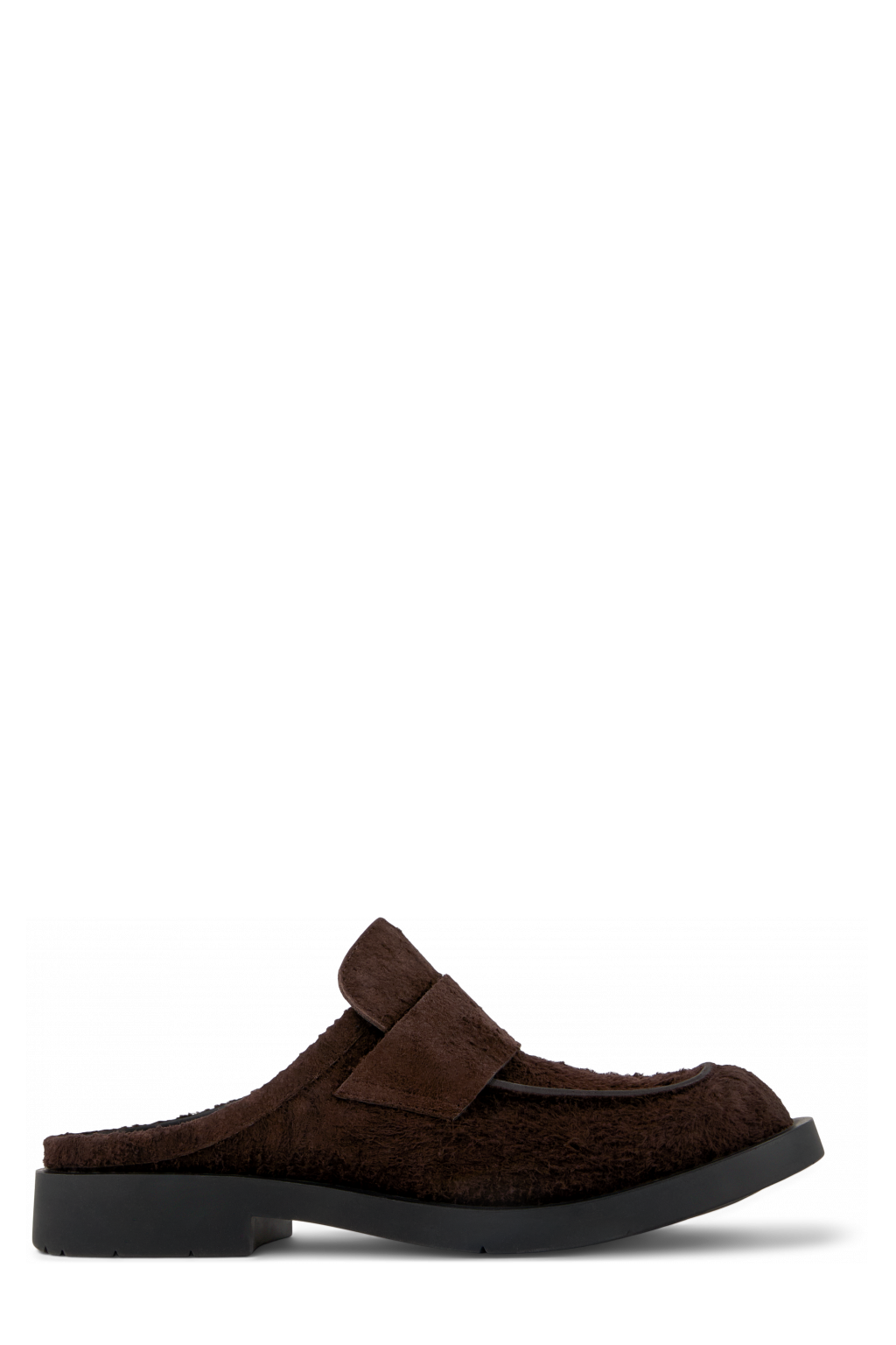 Side view of MIL 1978 Brown Nubuck Slide Loafers