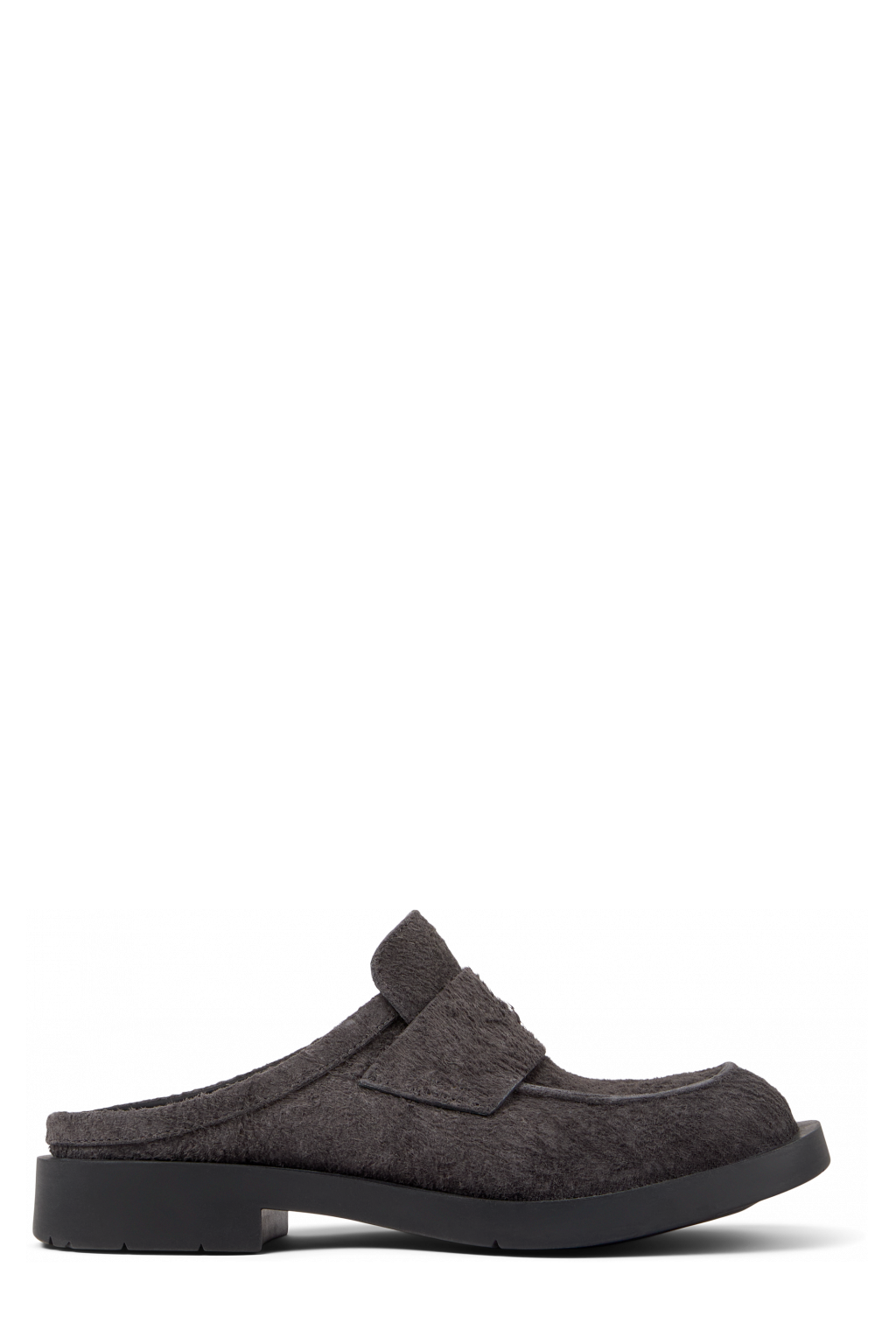 Side view of MIL 1978 Gray Nubuck Slide Loafers