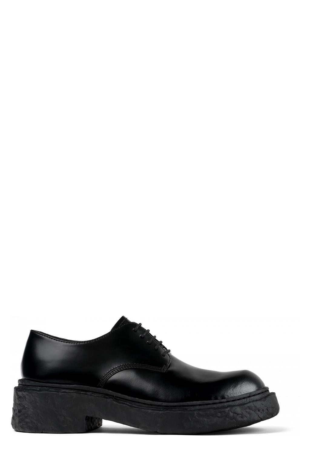 Side view of Vamonos Black Leather Bluchers