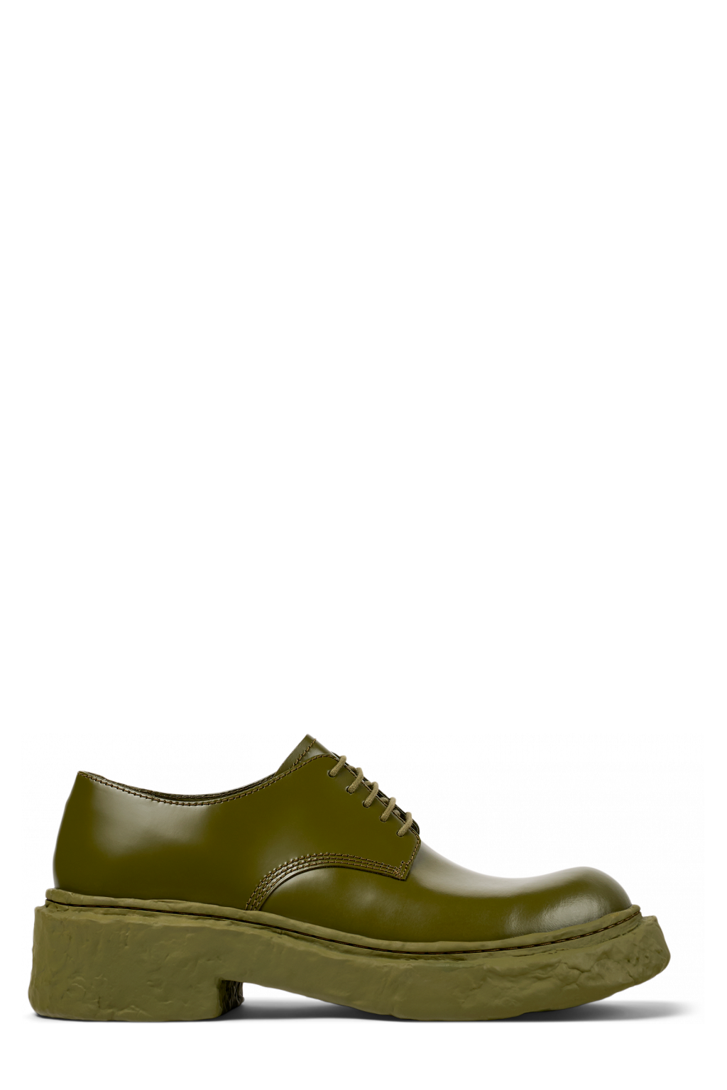 Side view of Vamonos Green Leather Blucher