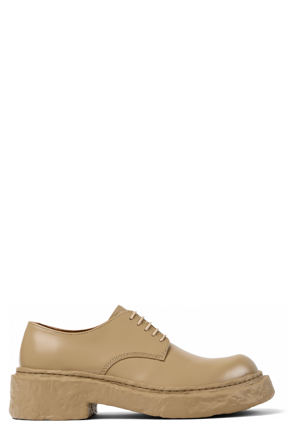 Side view of Vamonos Beige Leather Bluchers