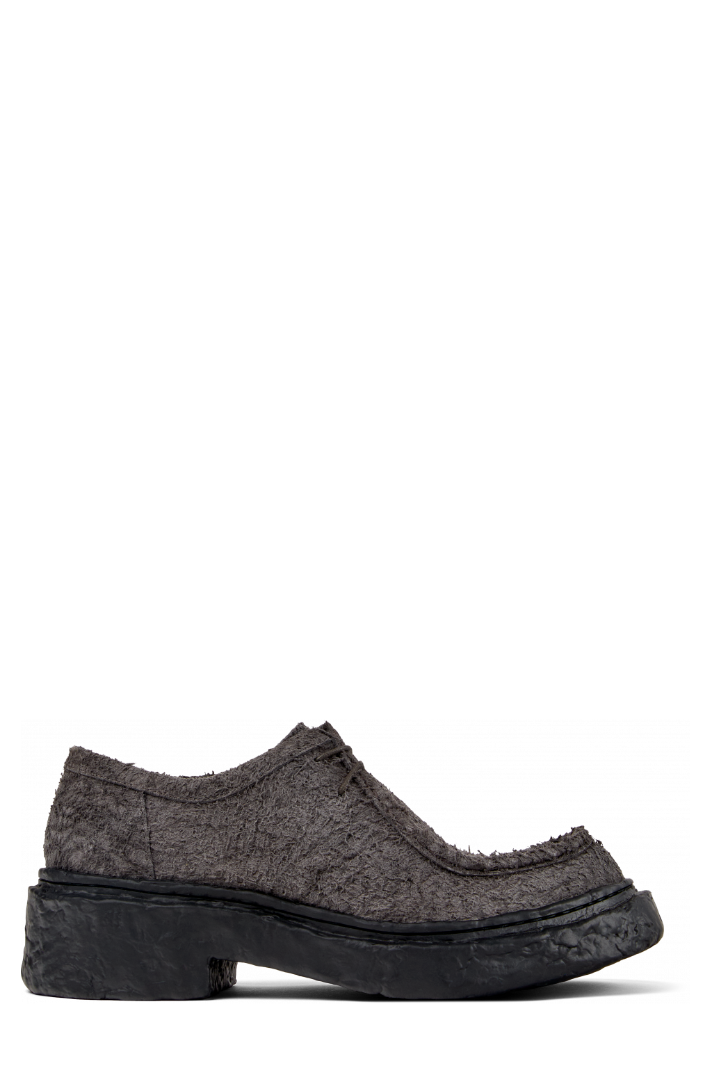 Side view of Vamonos Gray Leather Lace-Up Shoes