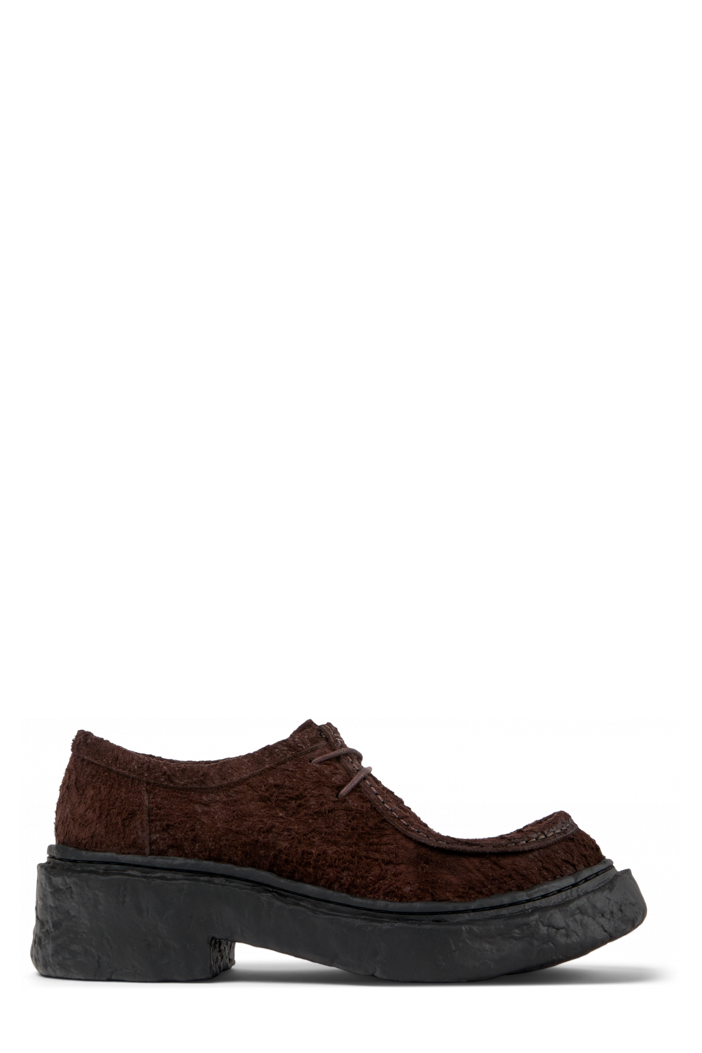 Side view of Vamonos Gray Nubuck Lace-Up Shoes
