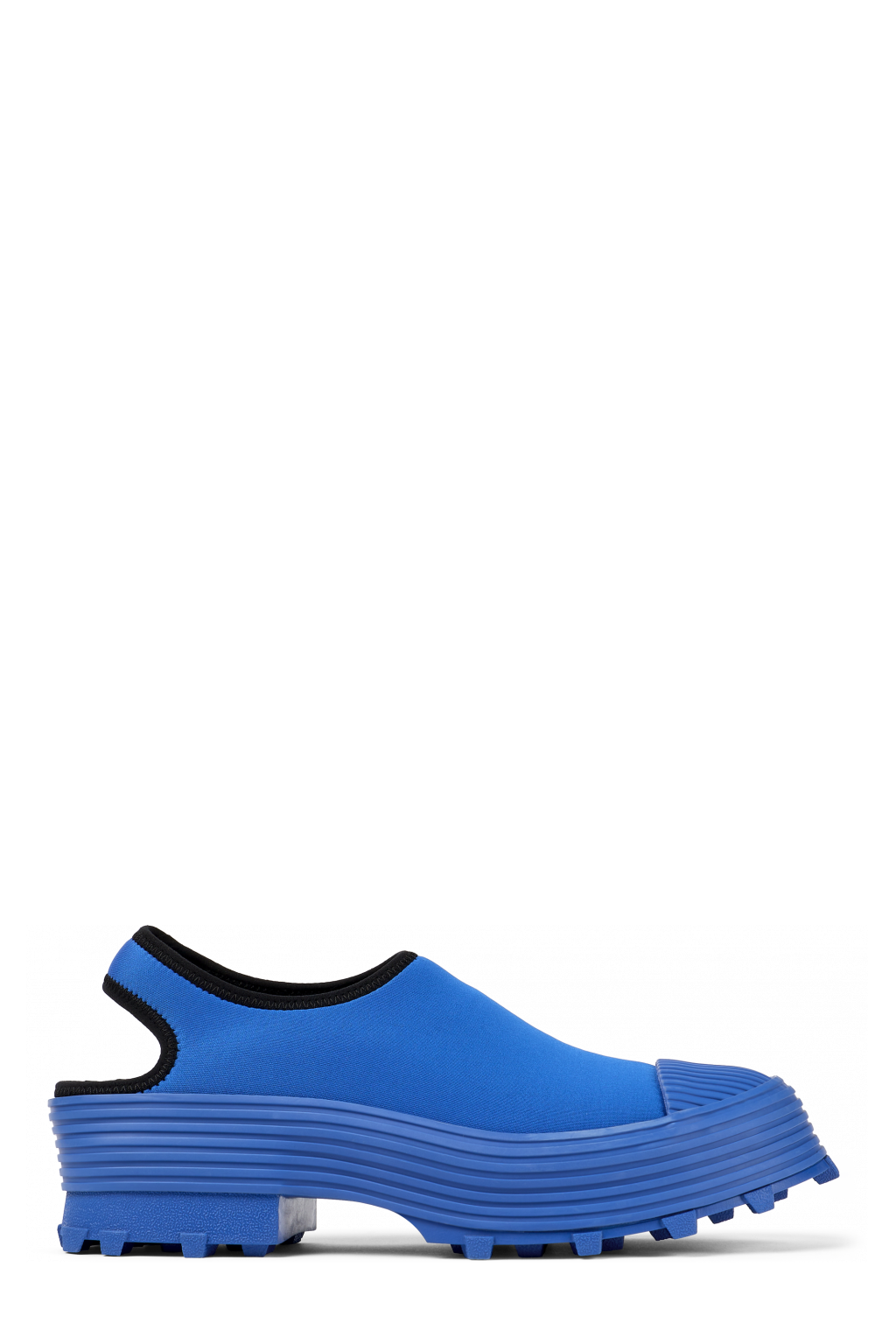 Side view of Traktori Blue Textile Clog