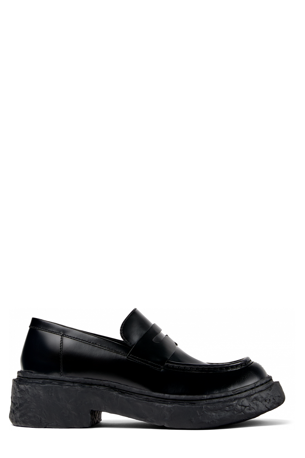 Side view of Vamonos Black Leather Loafers