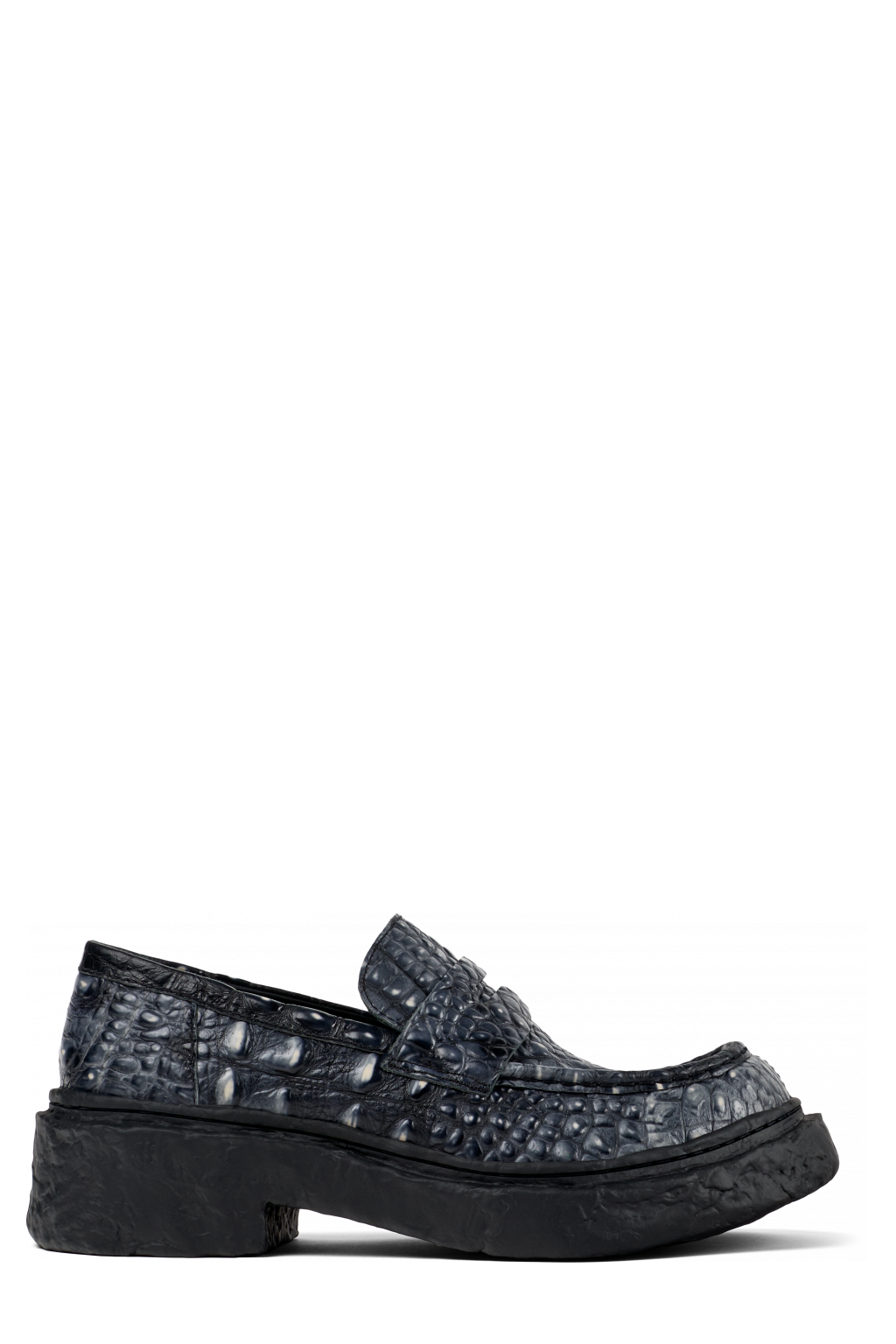 Side view of Vamonos Gray Leather Loafers