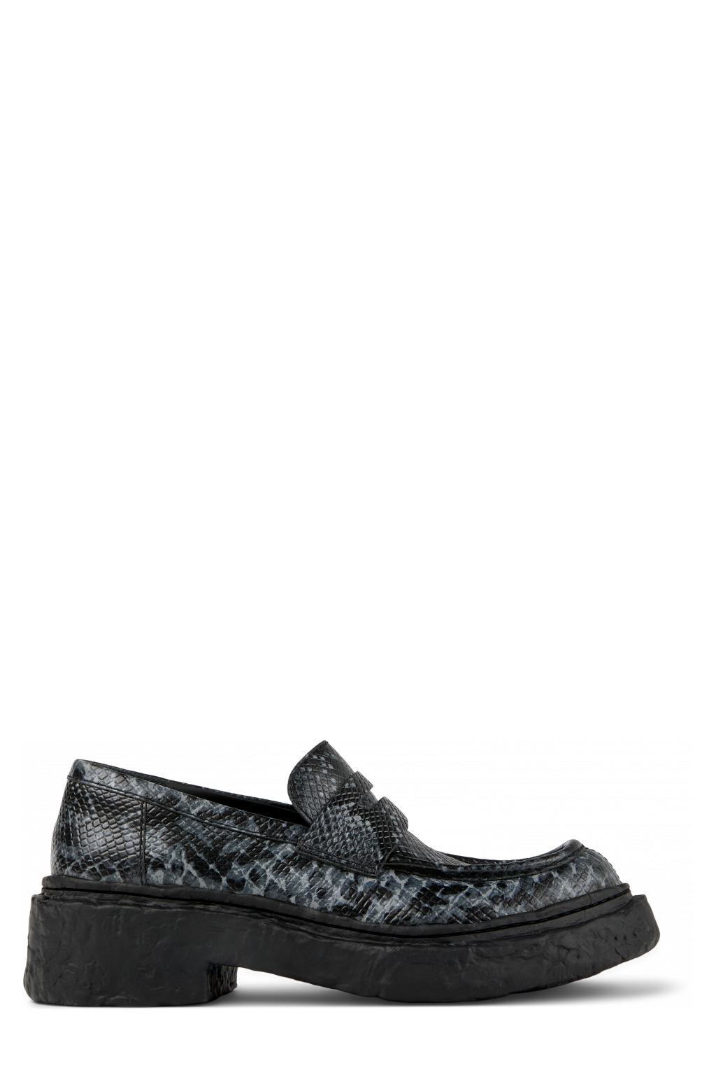 Side view of Vamonos Gray-Black Leather Loafers
