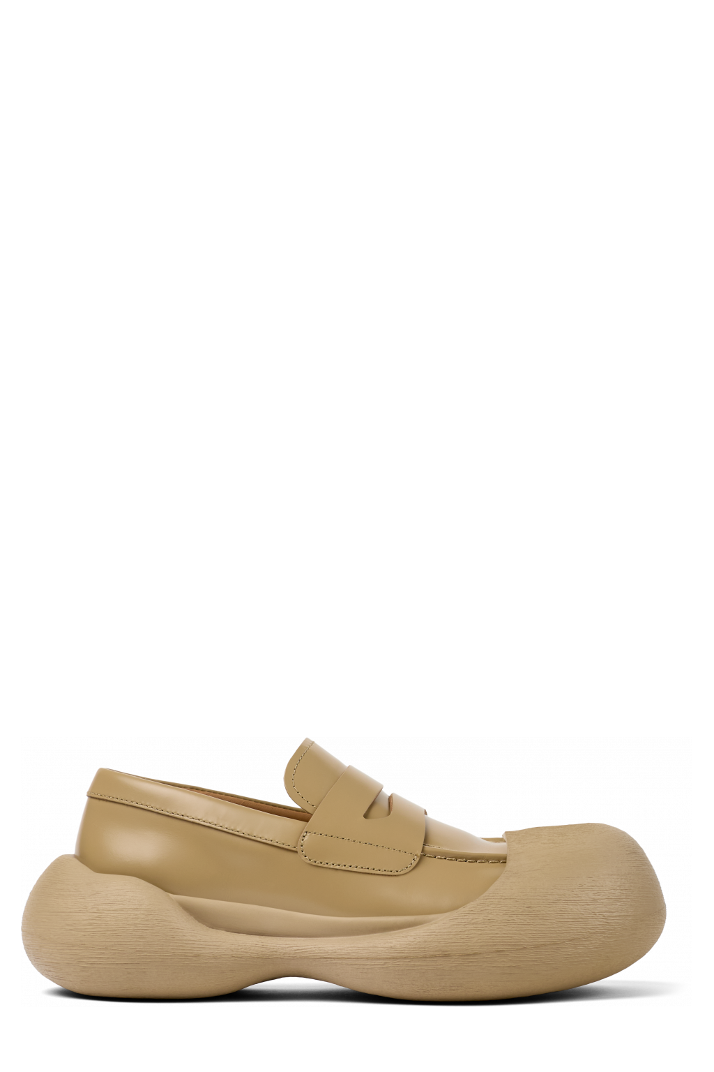 Side view of Caramba Beige Leather Loafers