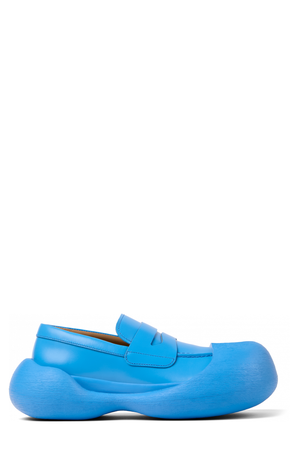 Side view of Caramba Blue Leather Loafers