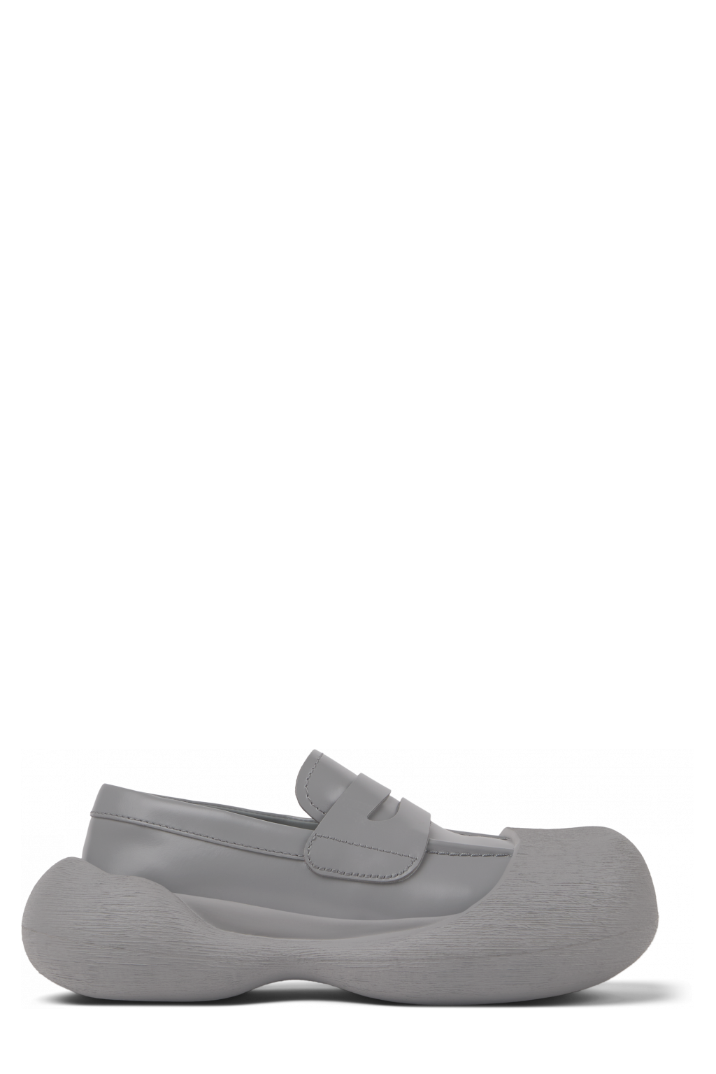 Side view of Caramba Gray Leather Loafers