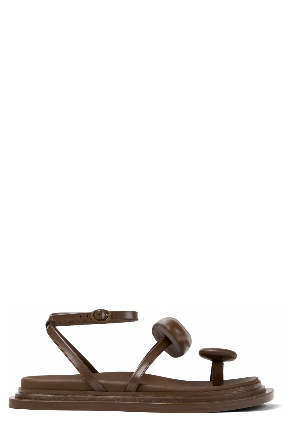 Side view of Nada Brown Leather Sandals