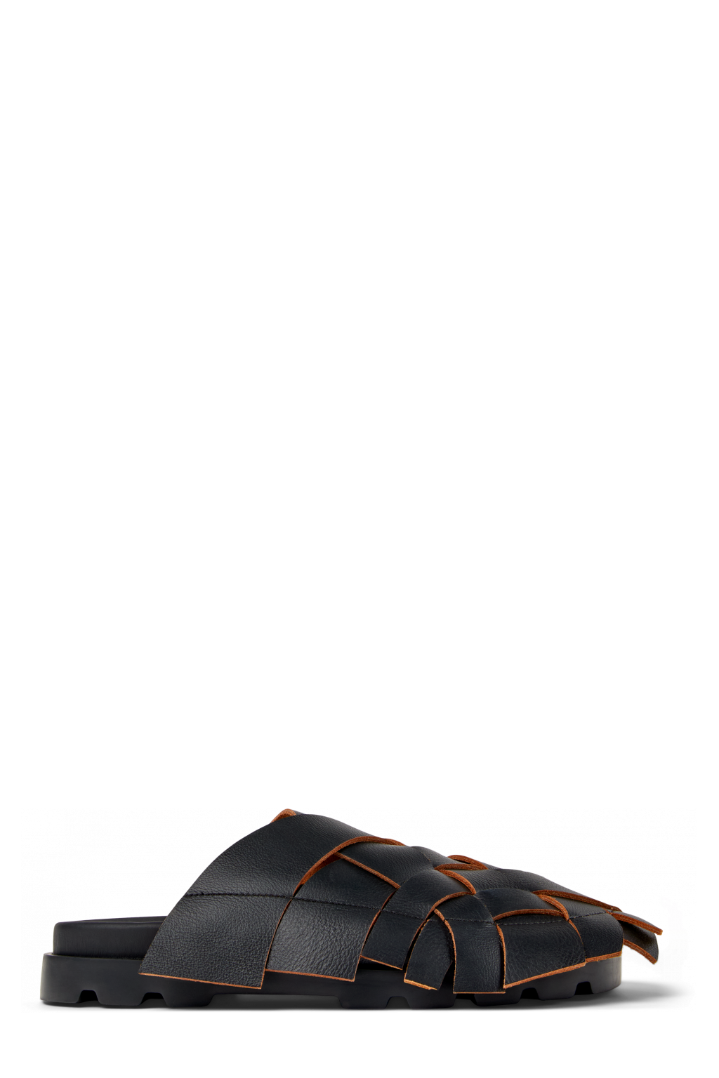 Side view of Brutus Sandal Black Leather Sandal
