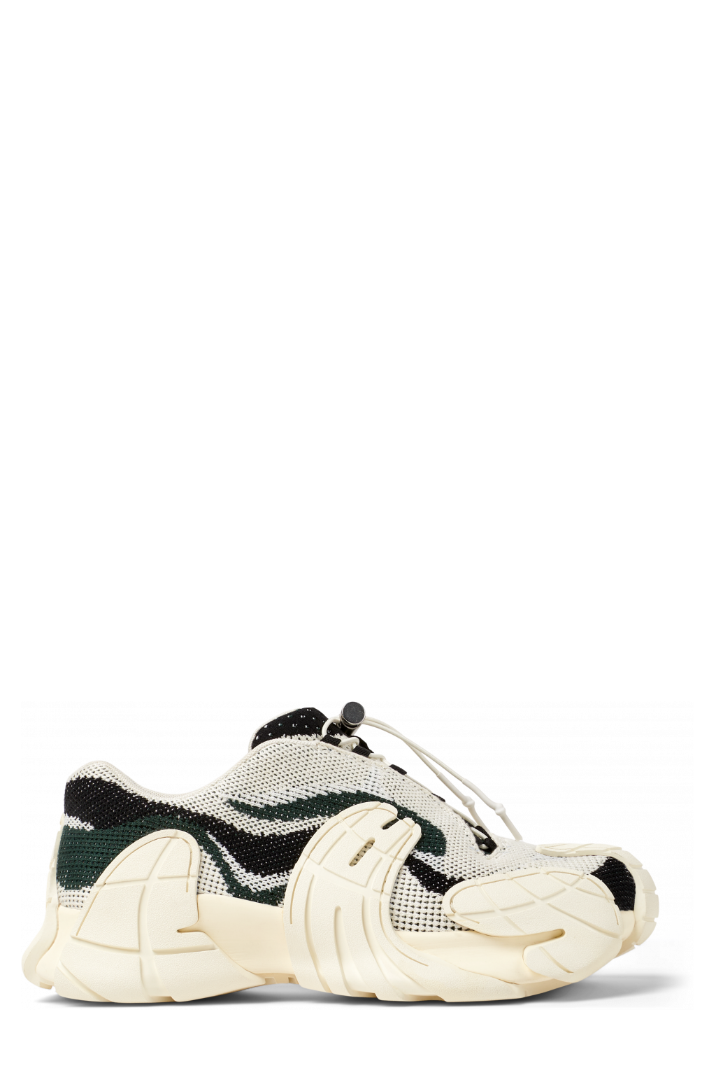Side view of TORMENTA White-green textile sneakers